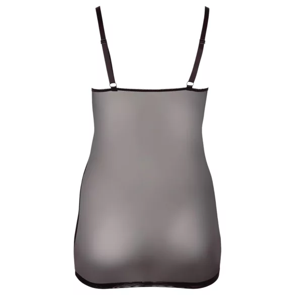 Cottelli Plus Size - transparant nachthemd met kant - zwart