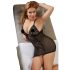 Cottelli Plus Size - Zwarte kanten nachtjurk, verleidelijk transparant - 2XL
