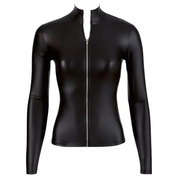 Cottelli - dames shirt met lange mouwen - glans - zwart - L
