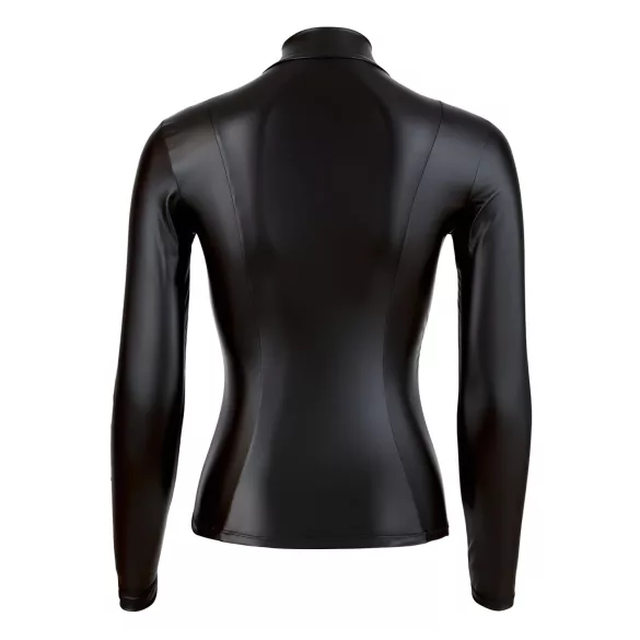 Cottelli - dames shirt met lange mouwen - glans - zwart - L