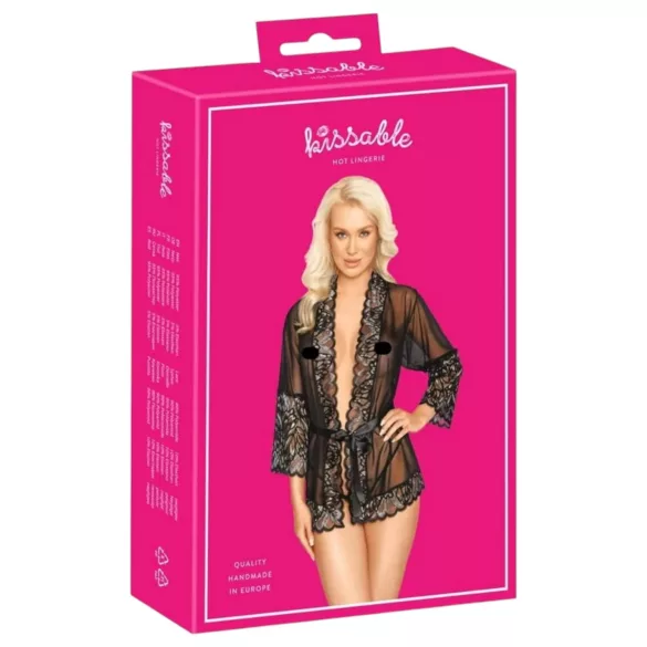 Kissable - korte kimono (zwart) - L/XL