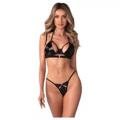 Obsessive Keira Lise - bh set - glanzend - zwart