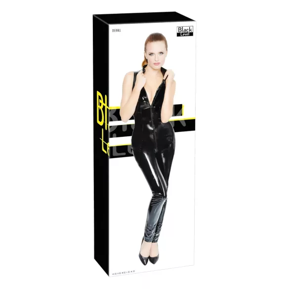 Black Level - catsuit met rits - glanzend vinyl - zwart