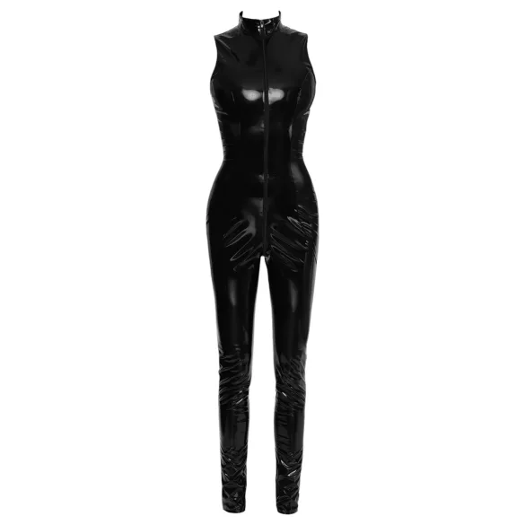Black Level - catsuit met rits - glanzend vinyl - zwart