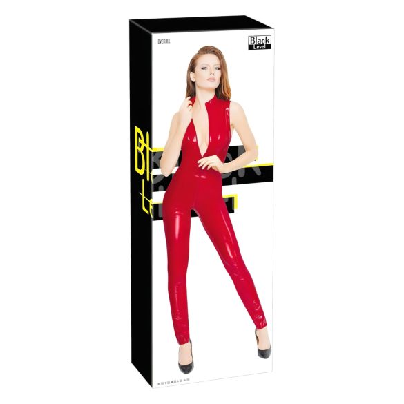 Black Level - mouwloze jumpsuit met rits (rood)