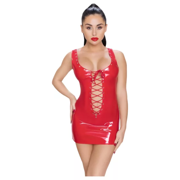 Black Level - lak mini-jurk met vetersluiting - rood