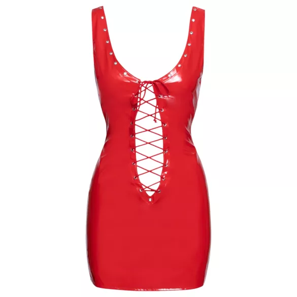 Black Level - lak mini-jurk met vetersluiting - rood