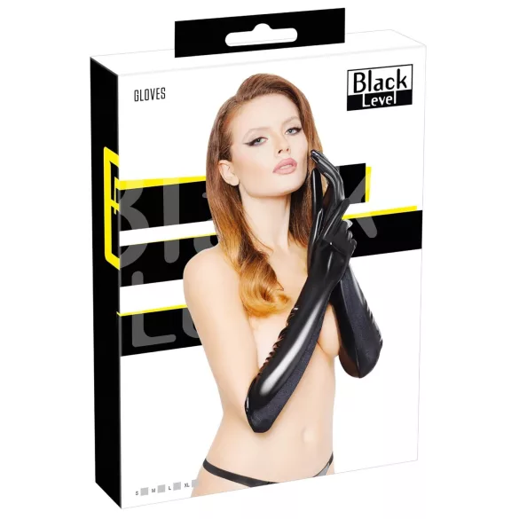 Black Level - lak handschoenen - glanzend - zwart