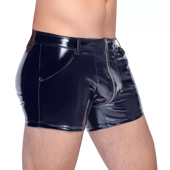 Black Level - heren boxershort met zijzak - lakleer - zwart