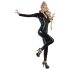 LATEX - lange mouw vrouwencatsuit (zwart) - L