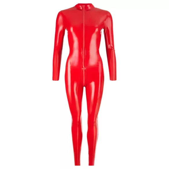 LATEX - dames catsuit met lange mouwen - rood