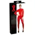 LATEX - dames catsuit met lange mouwen - rood - M