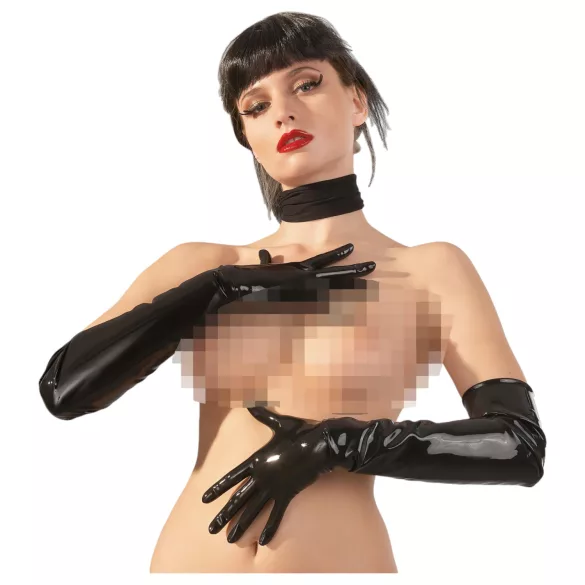 LATEX - lange unisex handschoenen - zwart - L