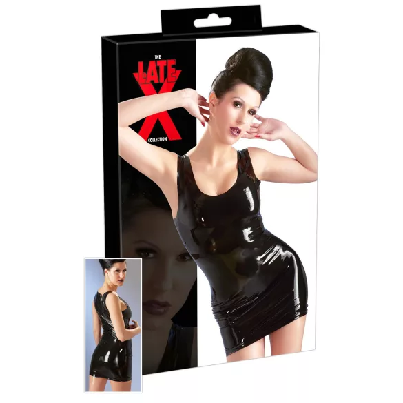 LATEX - minijurk zonder mouwen - zwart - latex - 2XL