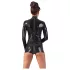 LATEX - dames catsuit - open kruis - lange mouwen - zwart - M