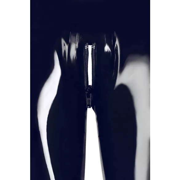 LATEX - legging - rits - latex - zwart - S