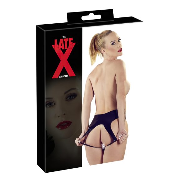 LATEX - volledig open damesstring - zwart (S-L)