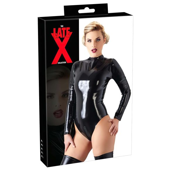 LATEX - damesbody met lange mouwen (zwart)