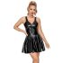 LATEX - Mini Jurk met Ruches Rok (zwart) - M