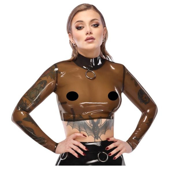 LATEX - doorschijnende latex top (transparant-zwart)