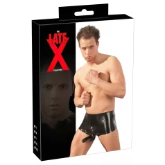Latex boxershort + penismanchet (zwart) - L/XL