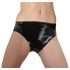 LATEX - dames slip met interne dildo (zwart)