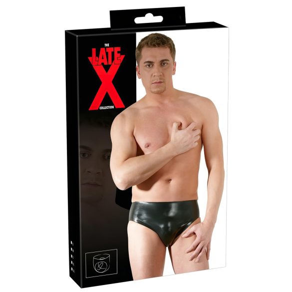 LATEX - Herenslip met interne dildo (zwart) - XL