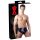 LATEX - heren ondergoed met interne conische anale dildo (zwart) - L