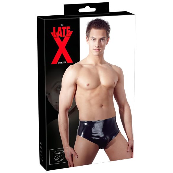 LATEX - heren ondergoed met interne conische anale dildo (zwart) - L