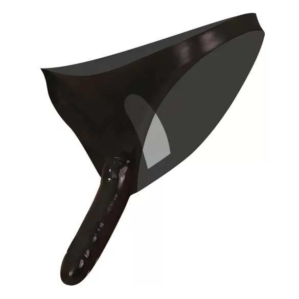 LATEX - slip met dubbele dildo - zwart - maat S-L