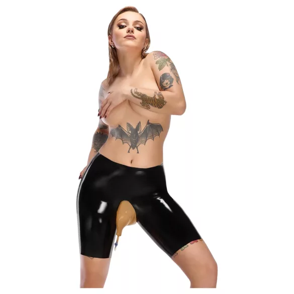 LATEX - Zwarte latex slip met afvoergleuf