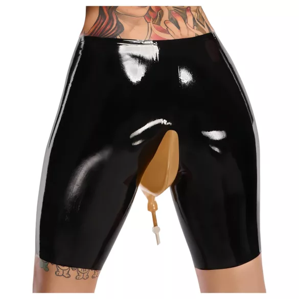 LATEX - Zwarte latex slip met afvoergleuf