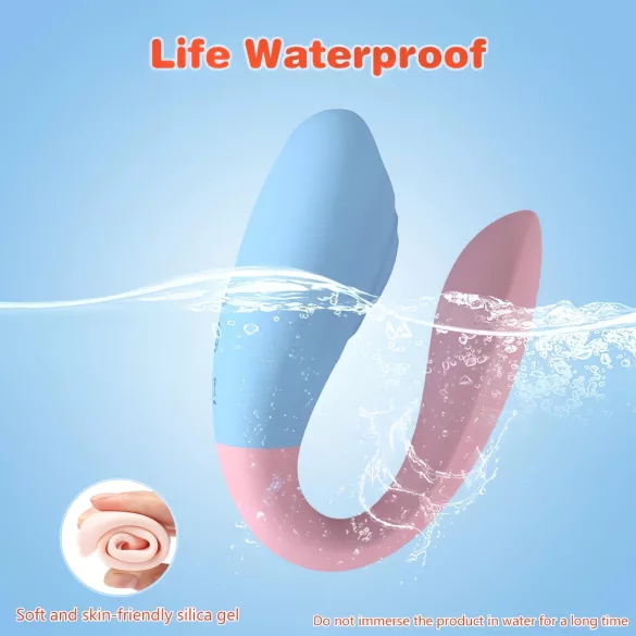 Mrow 03 - oplaadbare waterdichte duo vibrator - blauw/roze