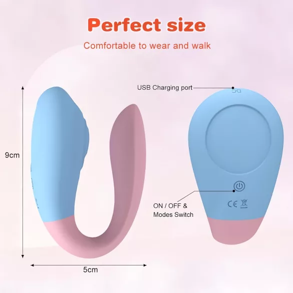Mrow 03 - oplaadbare waterdichte duo vibrator - blauw/roze