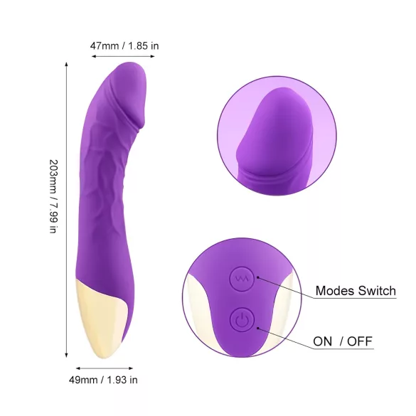 Mrow Real Lover - vibrator - oplaadbaar, waterdicht, realistisch - paars