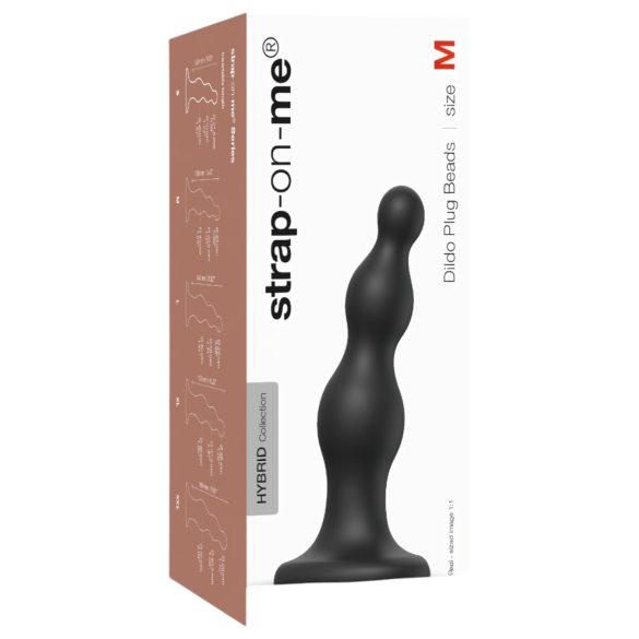 Strap-on-me Beads M - kralen dildo met zuignap (zwart)
