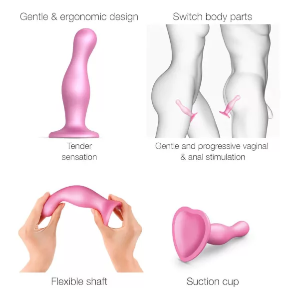 Strap-on-me Curvy S - golvende dildo met zuignap (roze)