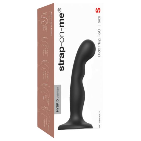 Strap-on-me P&G S - gebogen dildo met zuignap (zwart)