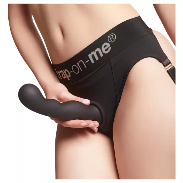 Strap-on-me - dildo met zuignap - gebogen - zwart - klein