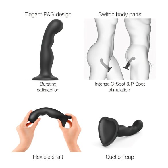 Strap-on-me P&G M - gebogen zuignap dildo (zwart)