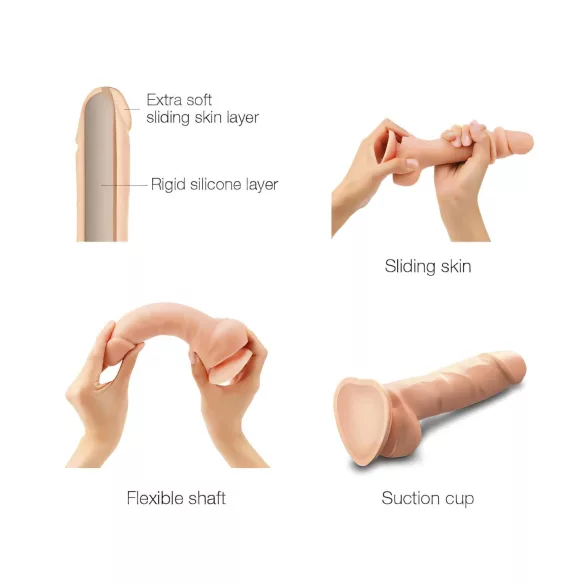 Strap-on-me S - dubbellaagse dildo met zuignap (huidskleur)