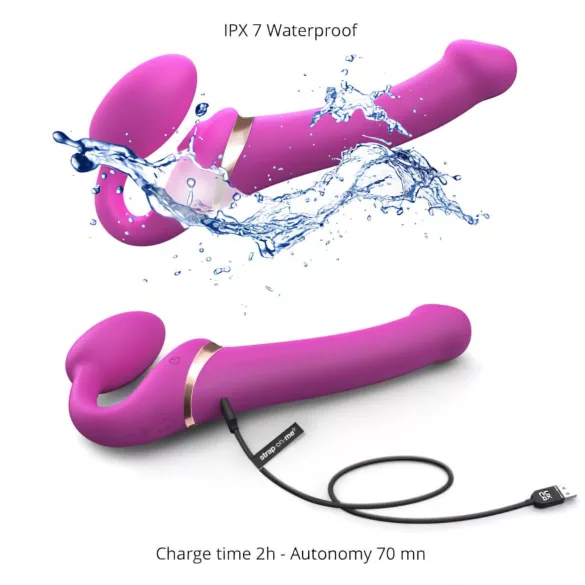 Strap-on-me - strap-on vibrator met luchtdrukstimulatie - siliconen - roze - M