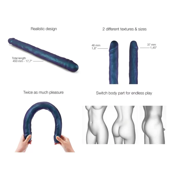 Strap-on-me - dubbele dildo - siliconen - metallic blauw