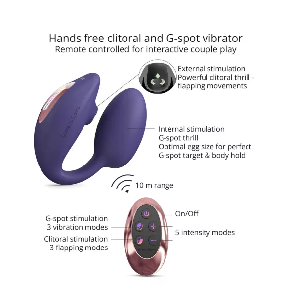 Love to Love Wonderlover - G-punt vibrator, clitorisstimulator (donkerpaars)