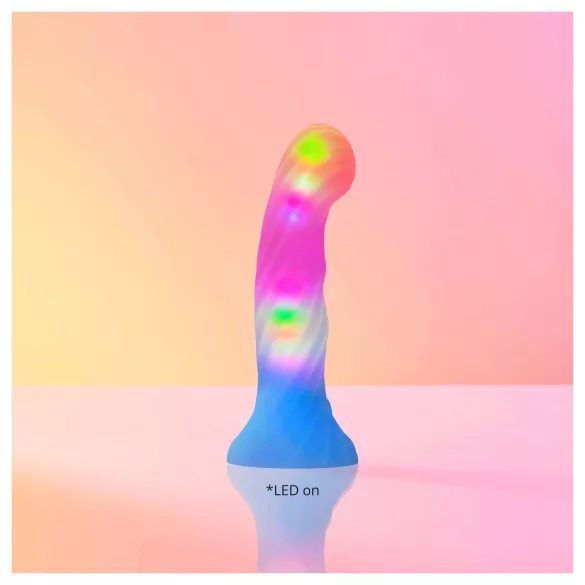 Love to Love Candy Loop - lichtgevende LED siliconen dildo (roze-blauw) - 16,9 cm