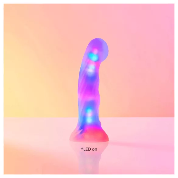 Love to Love Sugar Bomb - oplichtende siliconen dildo met LED (roze-geel) - 16,9 cm