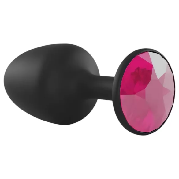Dorcel - anale plug met roze steen - siliconen - zwart - maat M