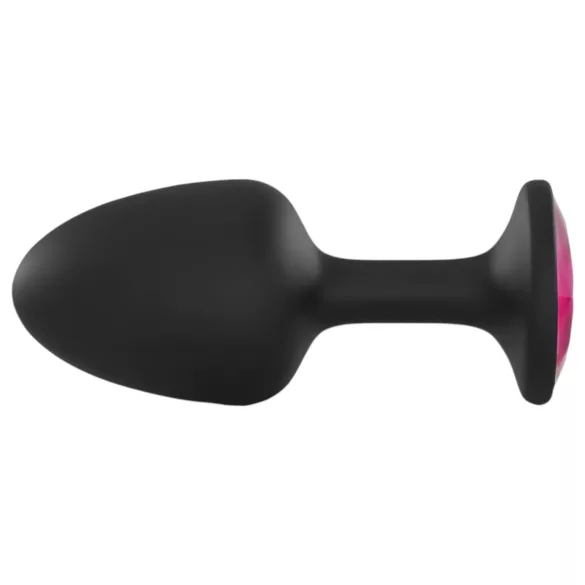 Dorcel - anale plug met roze steen - siliconen - zwart - maat M