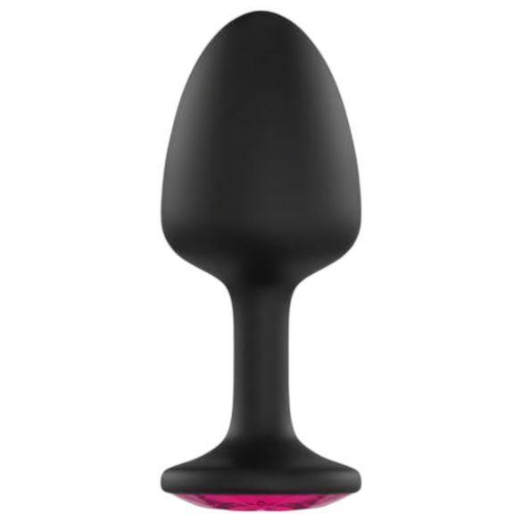 Dorcel Geisha Ruby L - zwarte anaalplug met roze siersteen