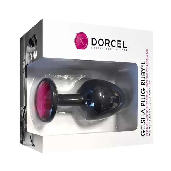 Dorcel Geisha Plug Ruby L - anaalplug met roze steen (zwart)